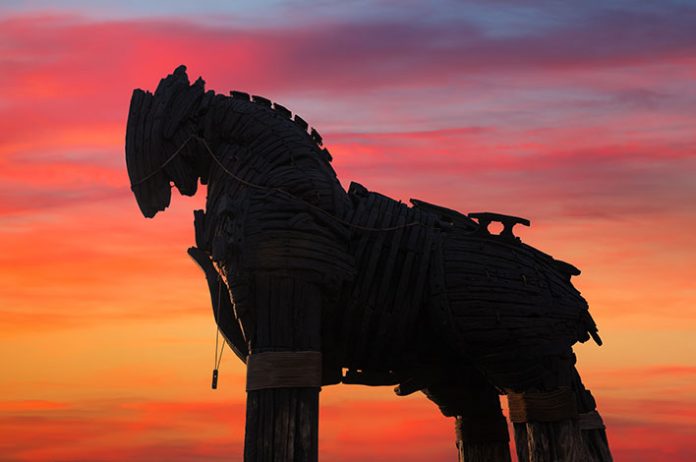 Canakkale, TURKEY - July 28, 2018 : Trojan horse made for Troy movie in Canakkale
